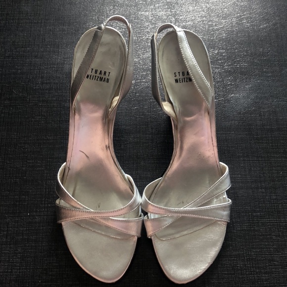 Stuart Weitzman Silver Strappy Heels - Picture 2 of 7